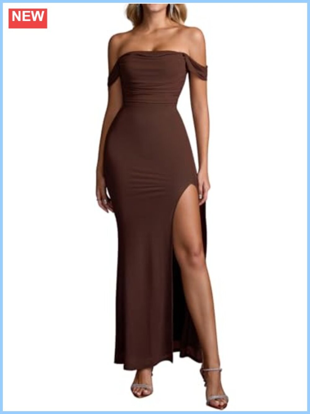 Women's Formal Off Shoulder Corset Maxi Dress High Split Ruched Bodycon